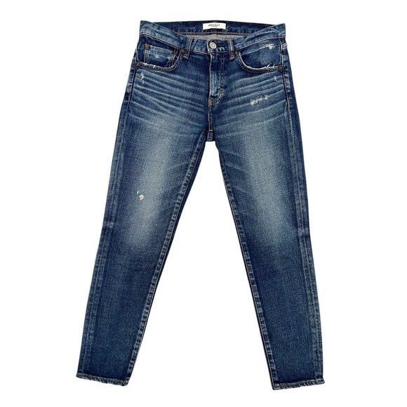Moussy Vintage Velma Jeans Tapered Distressed Dark Wash Blue Denim Women's 26 - Picture 1 of 7